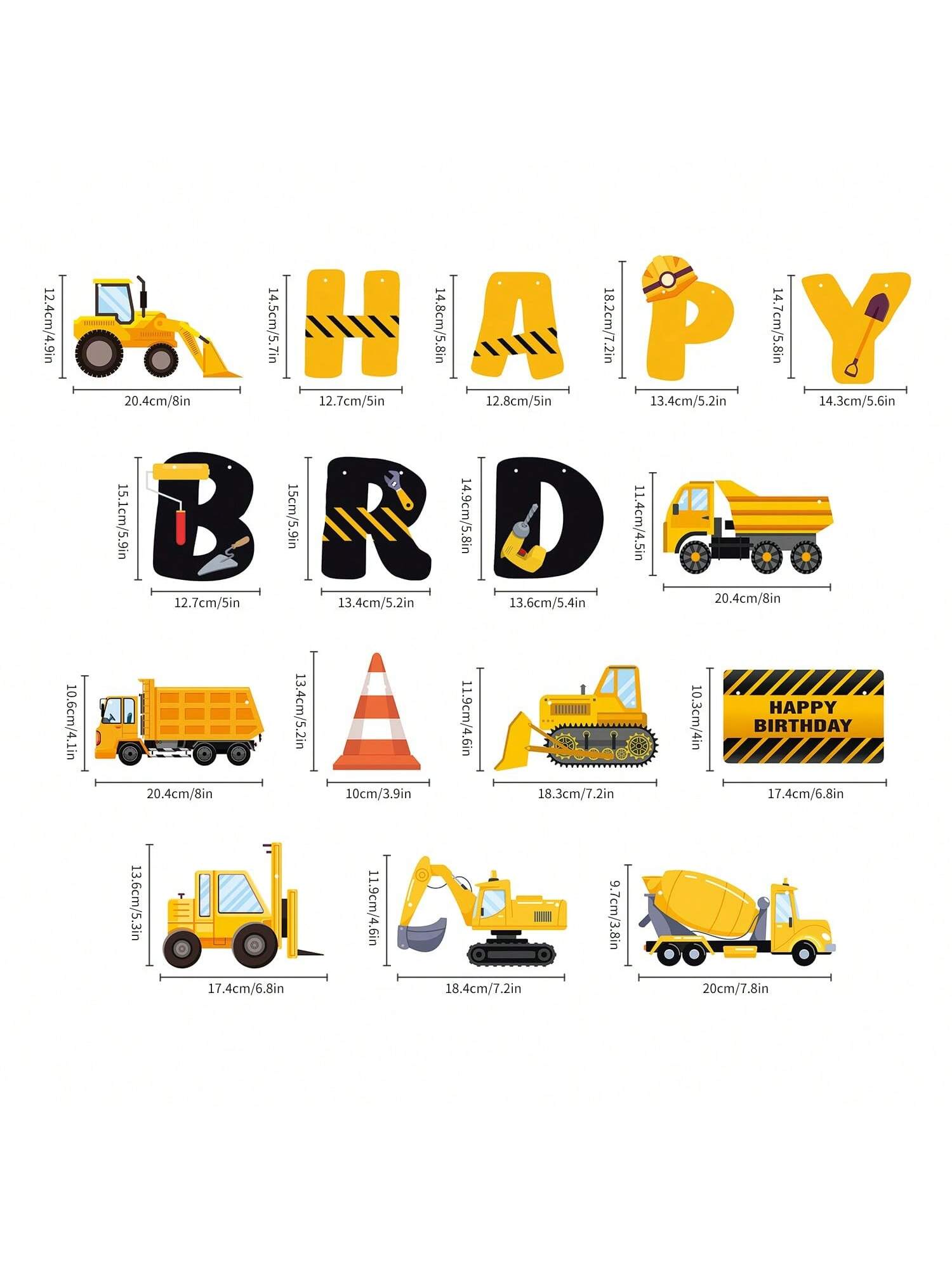 Construction Birthday Banner Dump Truck Garland for Vehicle Theme Parties