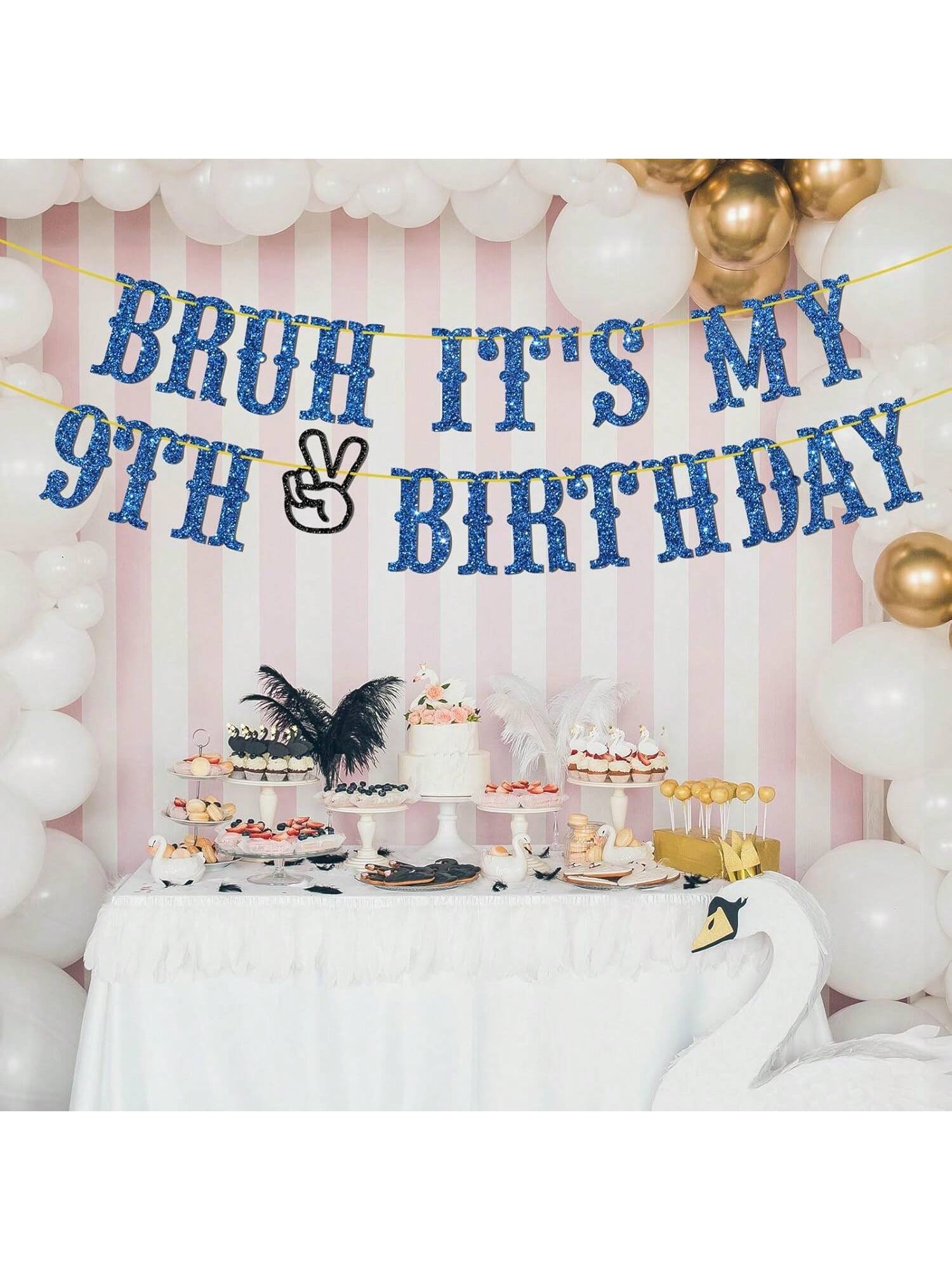 Bruh It’s My 9th Birthday Banner Hanging Sign for Birthday Party Decor