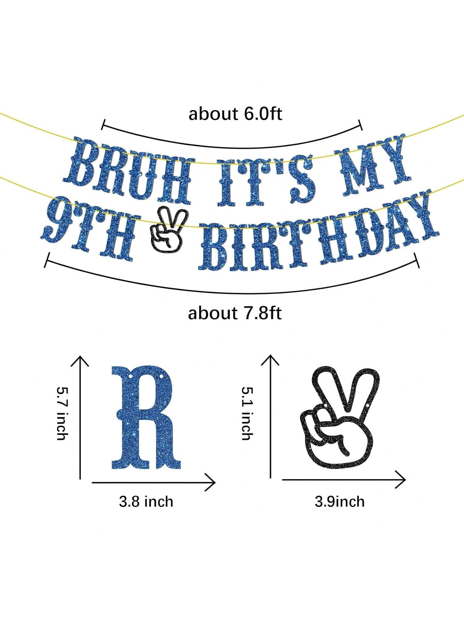 Bruh It’s My 9th Birthday Banner Hanging Sign for Birthday Party Decor