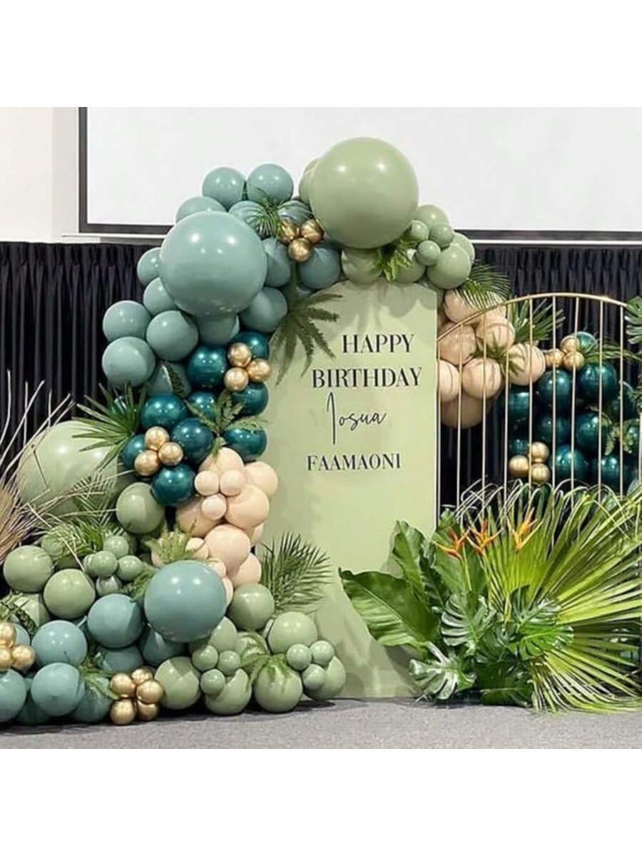 143pcs Green Balloon Arch Kit Sage Emerald Teal Garland For Shower Or Party