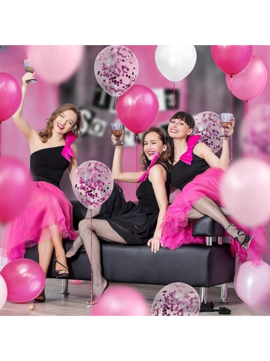 60pcs Metallic Pink Balloon Arch Kit Confetti Balloons For Birthday Shower