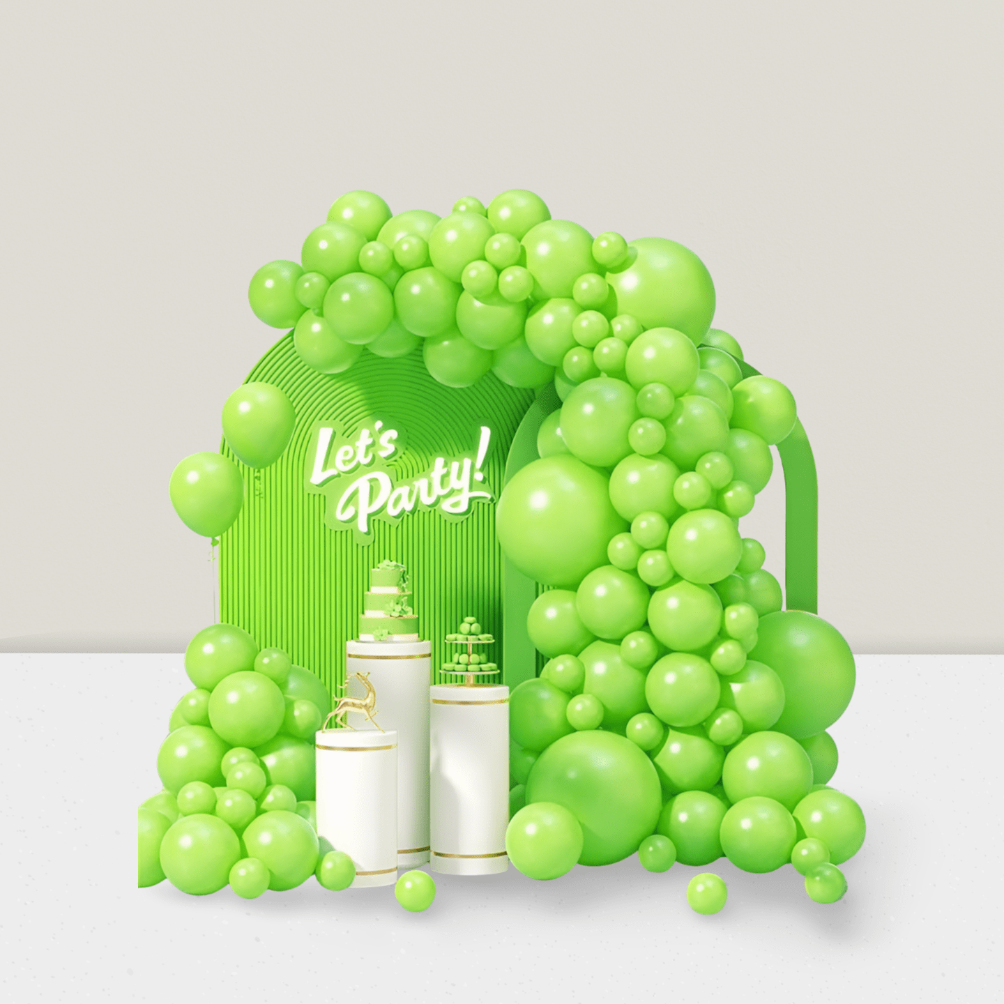 120pcs Lime Green Balloon Arch Kit Mixed Sizes For Dino Halloween Or Party