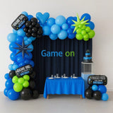 137pcs Gaming Balloon Arch Kit Blue Green Balloons With Stars And Controllers