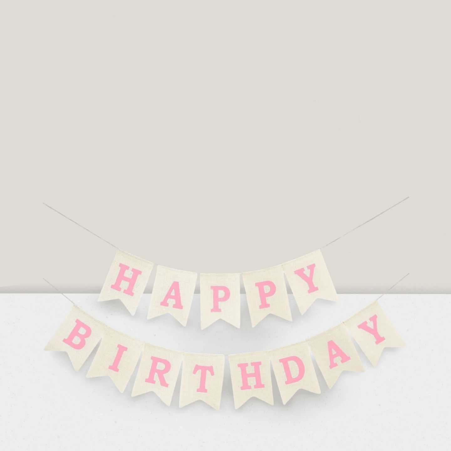 Pink Rustic Happy Birthday Banner Hanging Sign for Party Backdrop Decor