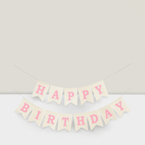 Pink Rustic Happy Birthday Banner Hanging Sign for Party Backdrop Decor