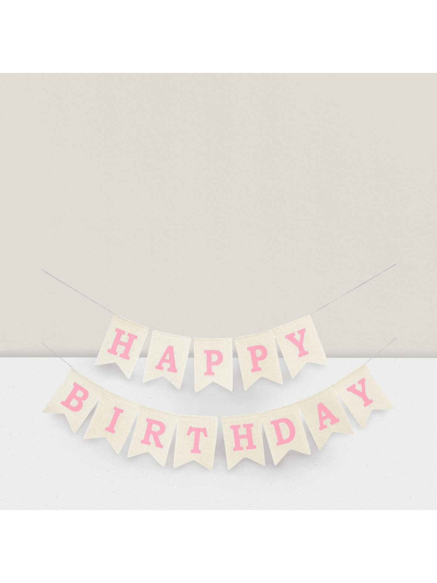 Pink Rustic Happy Birthday Banner Hanging Sign for Party Backdrop Decor