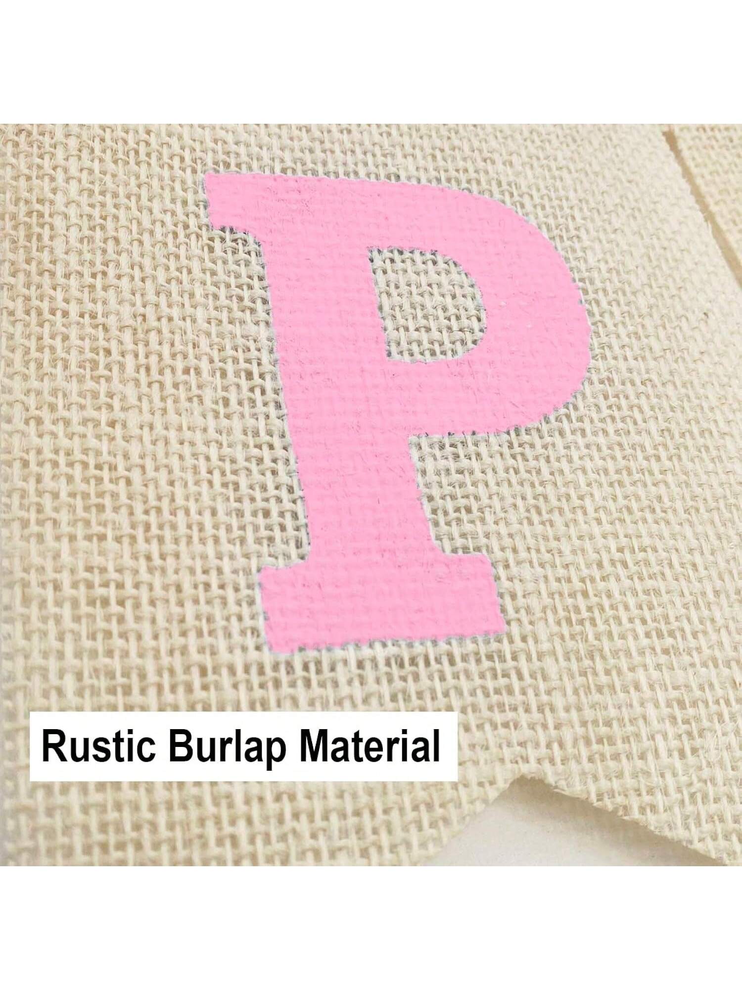 Pink Rustic Happy Birthday Banner Hanging Sign for Party Backdrop Decor