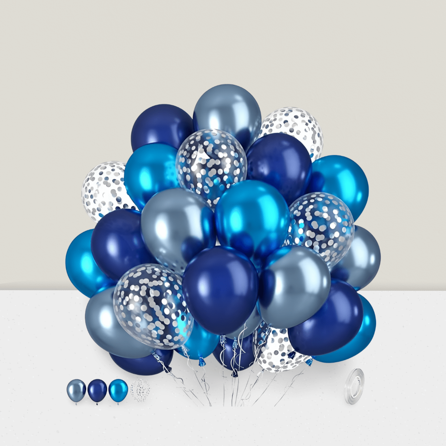 Metallic Blue Silver Confetti Balloons For Shower Wedding Birthday Or Graduation