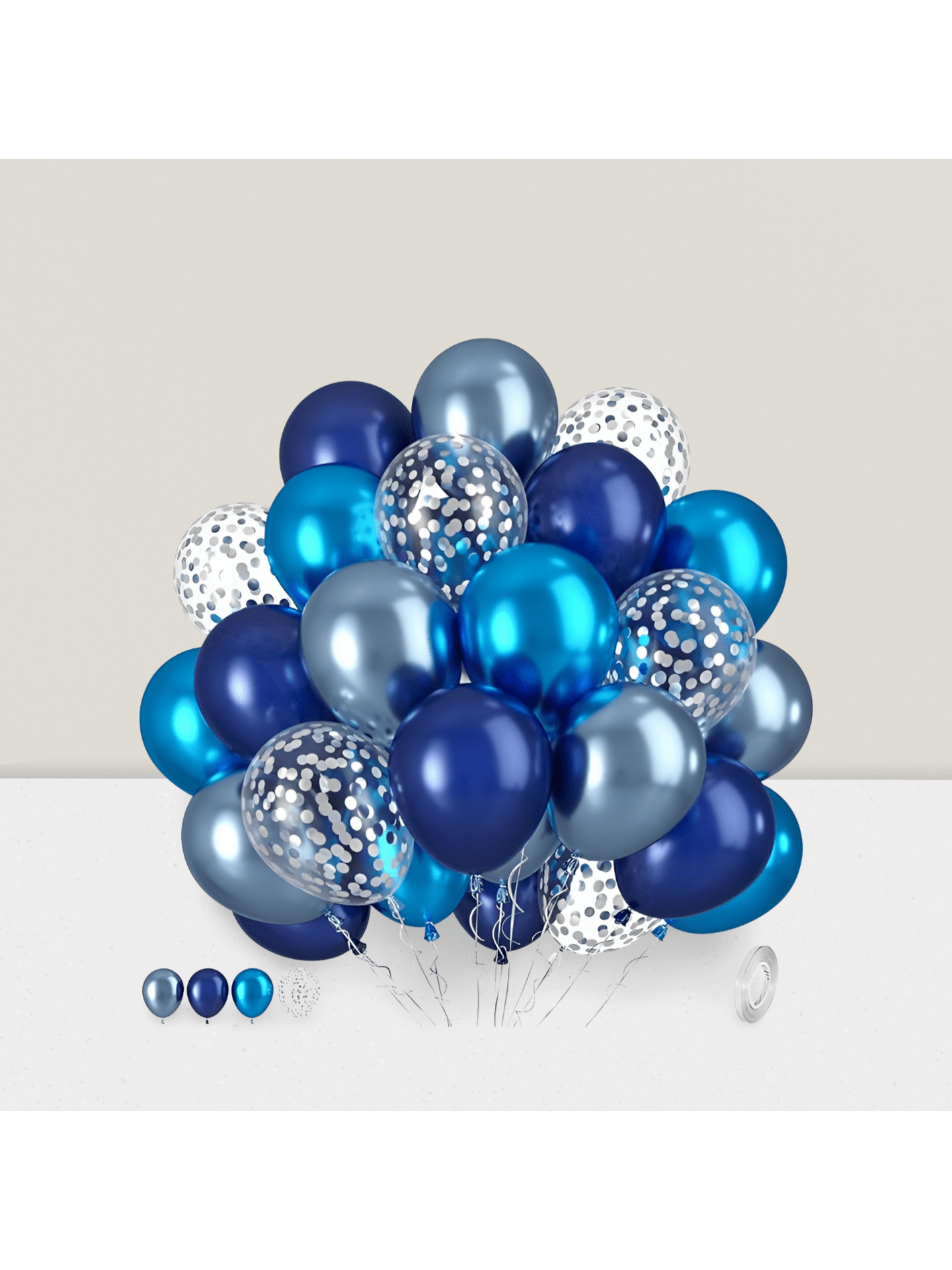 Metallic Blue Silver Confetti Balloons For Shower Wedding Birthday Or Graduation