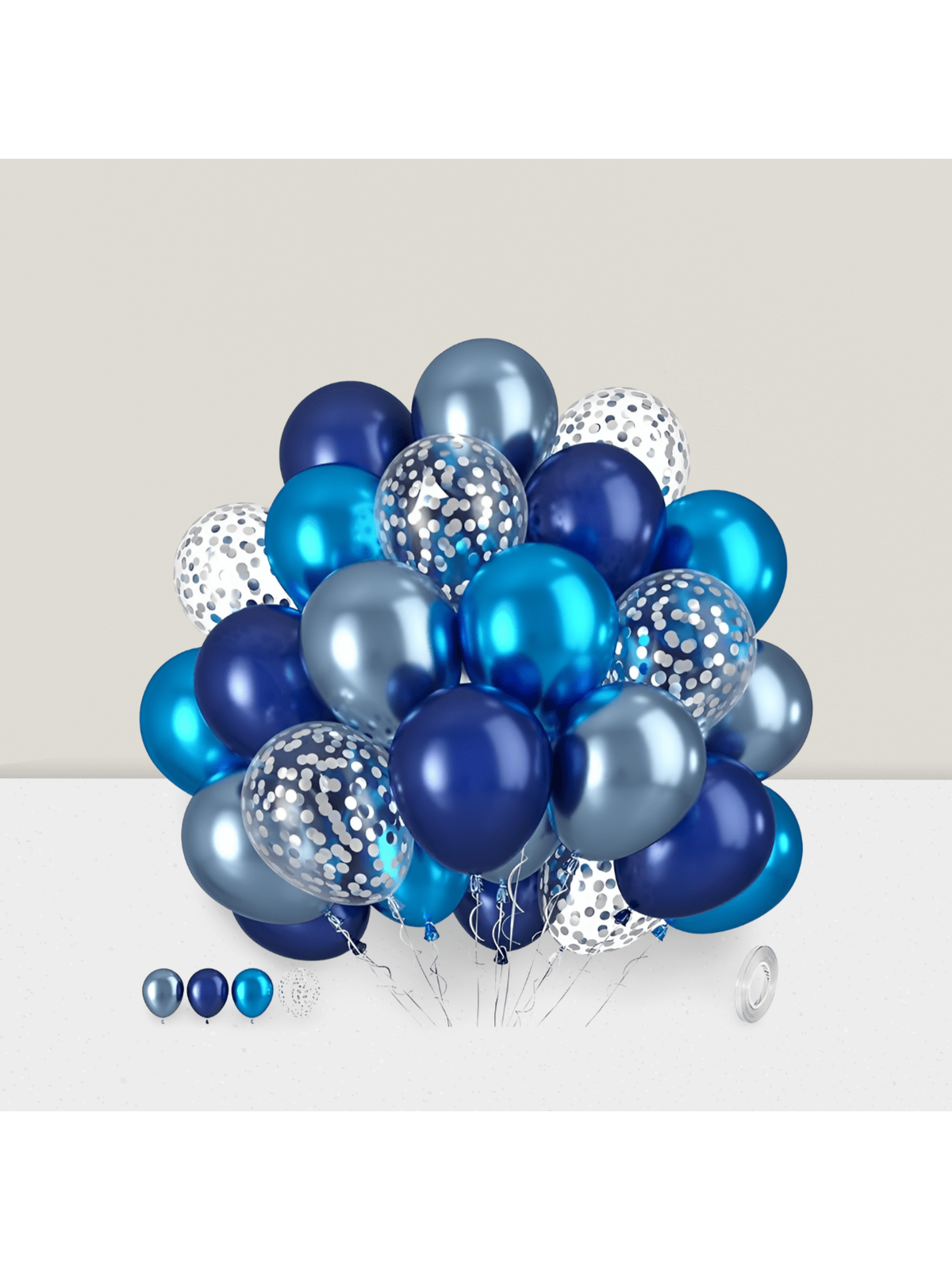 Metallic Blue Silver Confetti Balloons For Shower Wedding Birthday Or Graduation