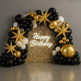 185Pcs Gold Black Garland Kit Confetti Balloons For Wedding Or Shower