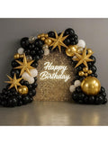 185Pcs Gold Black Garland Kit Confetti Balloons For Wedding Or Shower