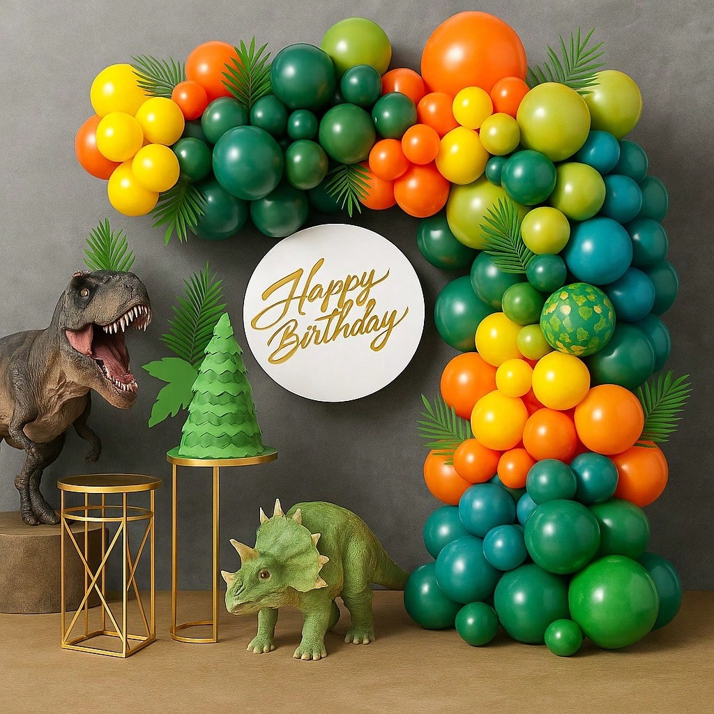 Jungle Balloon Arch Kit Sage Yellow Orange Balloons For Dino Party Theme
