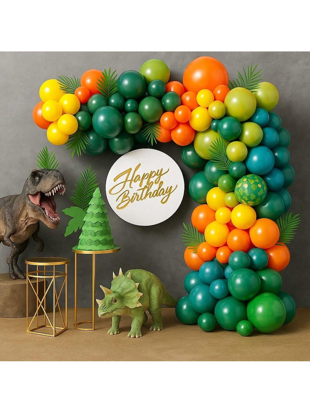 Jungle Balloon Arch Kit Sage Yellow Orange Balloons For Dino Party Theme