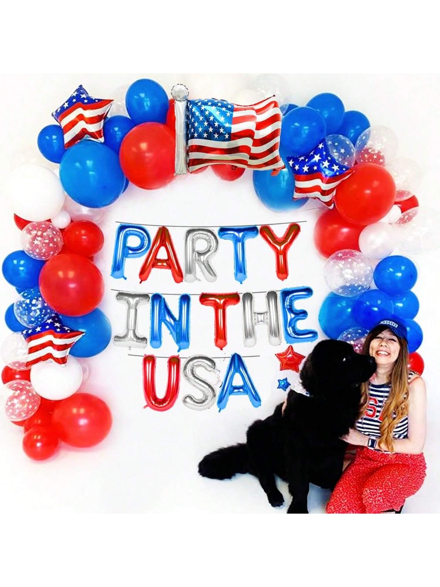 Party In The USA" Red, White & Blue 16" Letter Balloons For 4th Of July & Patriotic Decor