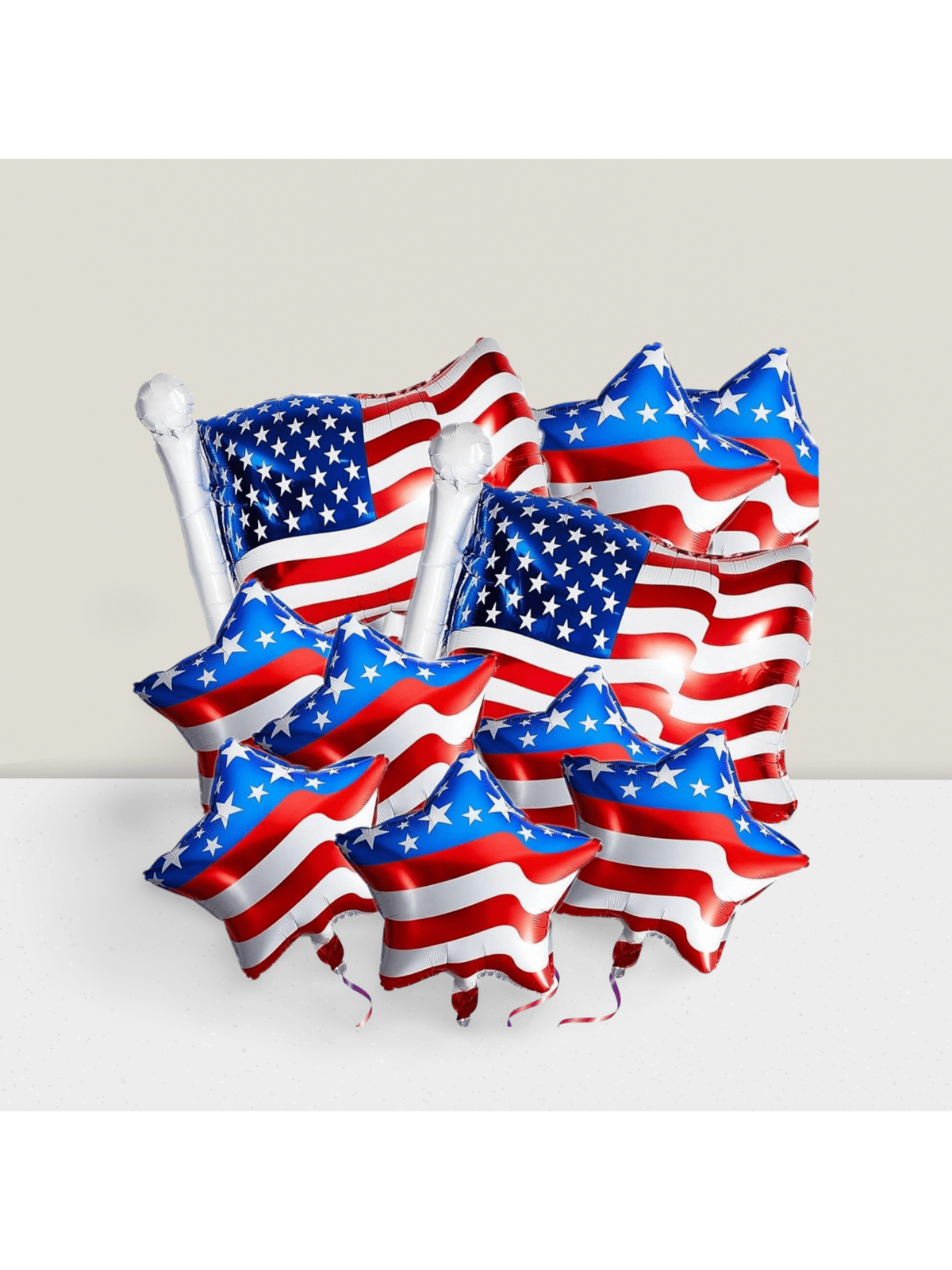 16PCS 4th of July Foil Balloons with American Flag for Independence Day