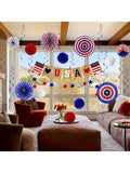 26pcs Patriotic Party Decorations USA Banner Fans Stars Pom Poms Swirls