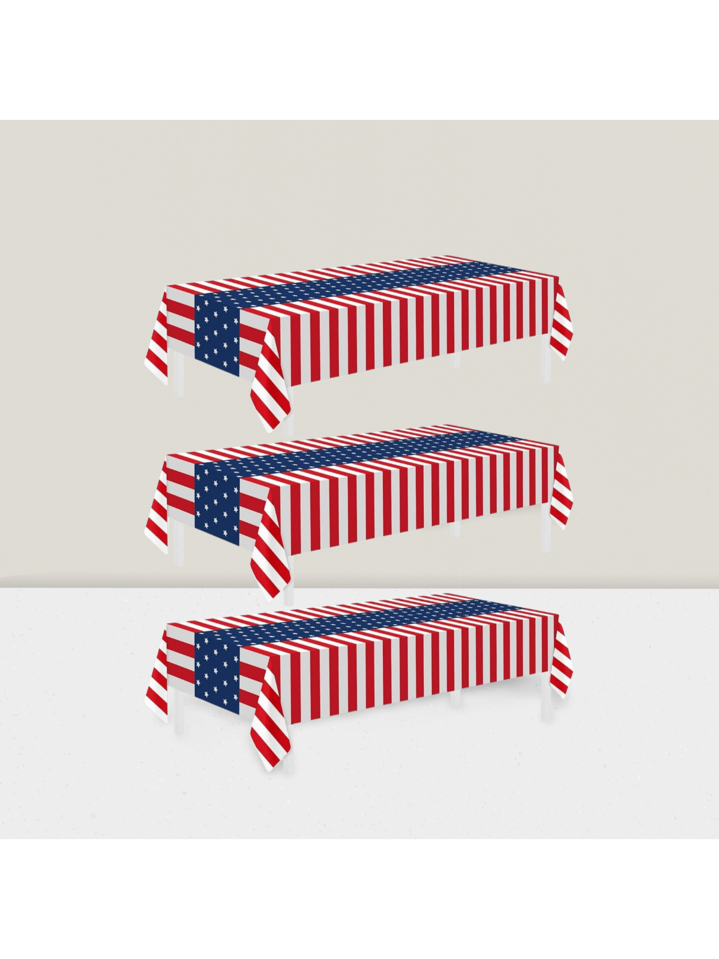 3-Pack Patriotic Disposable Tablecloths 54x108 for 4th of July & Parties