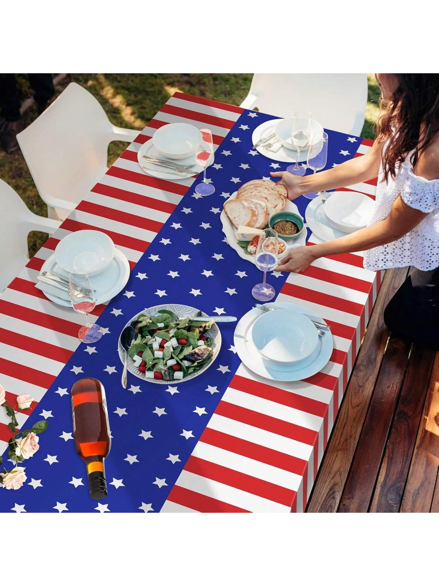 3-Pack Patriotic Disposable Tablecloths 54x108 for 4th of July & Parties