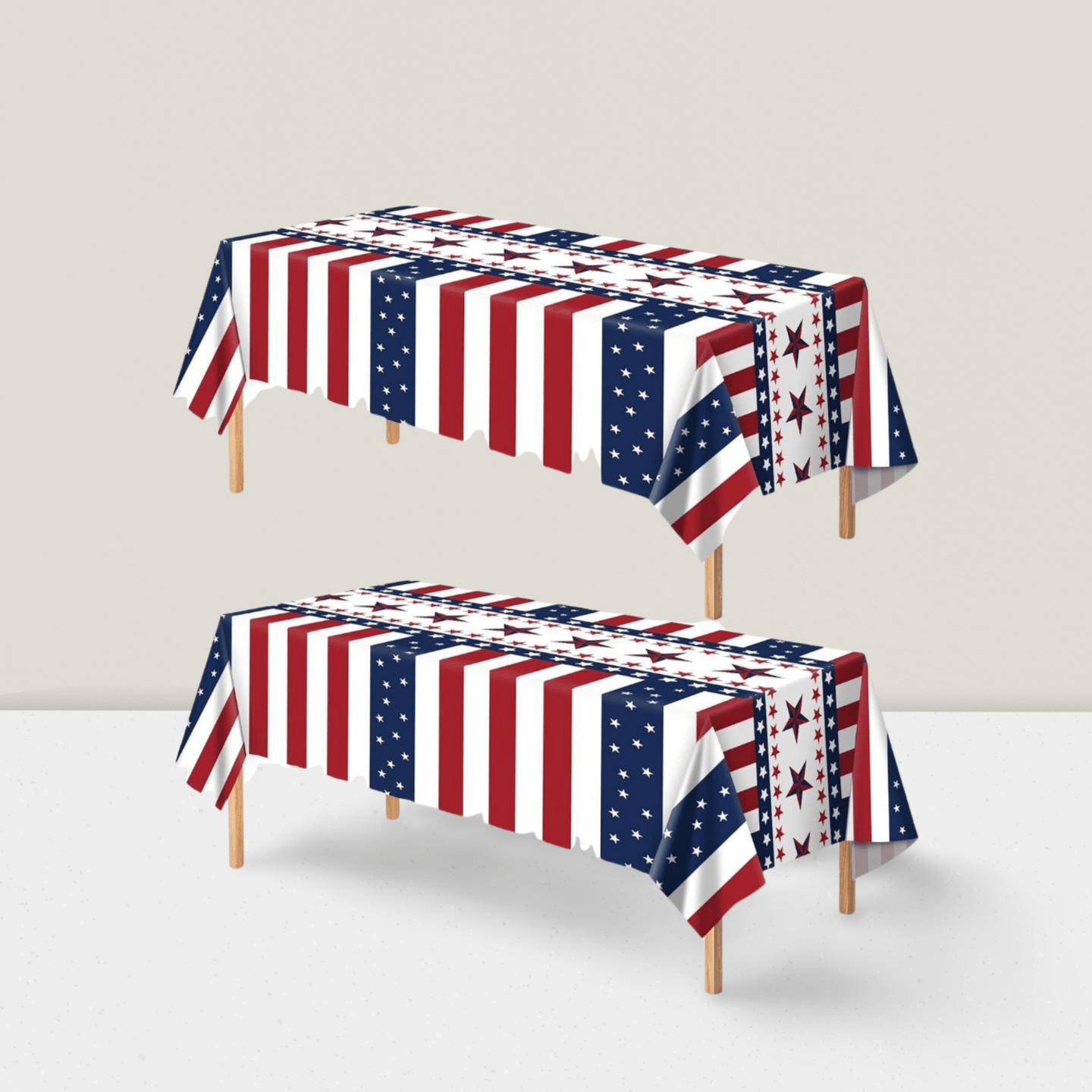 2 Pack Red White and Blue Disposable Tablecloths for 4th of July & Memorial Day
