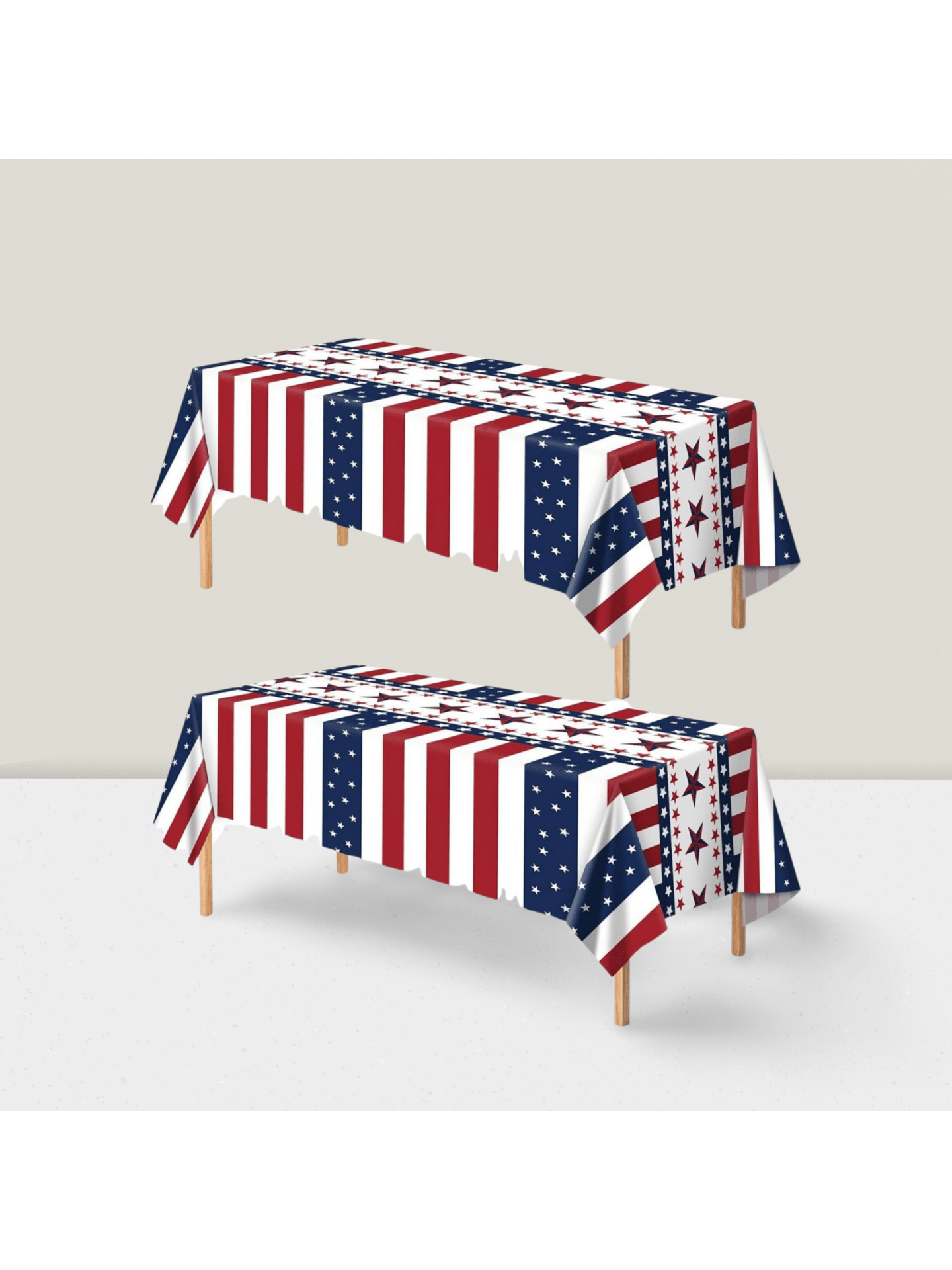 2 Pack Red White and Blue Disposable Tablecloths for 4th of July & Memorial Day