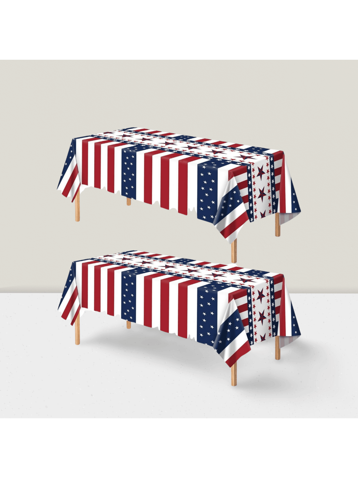 2 Pack Red White and Blue Disposable Tablecloths for 4th of July & Memorial Day