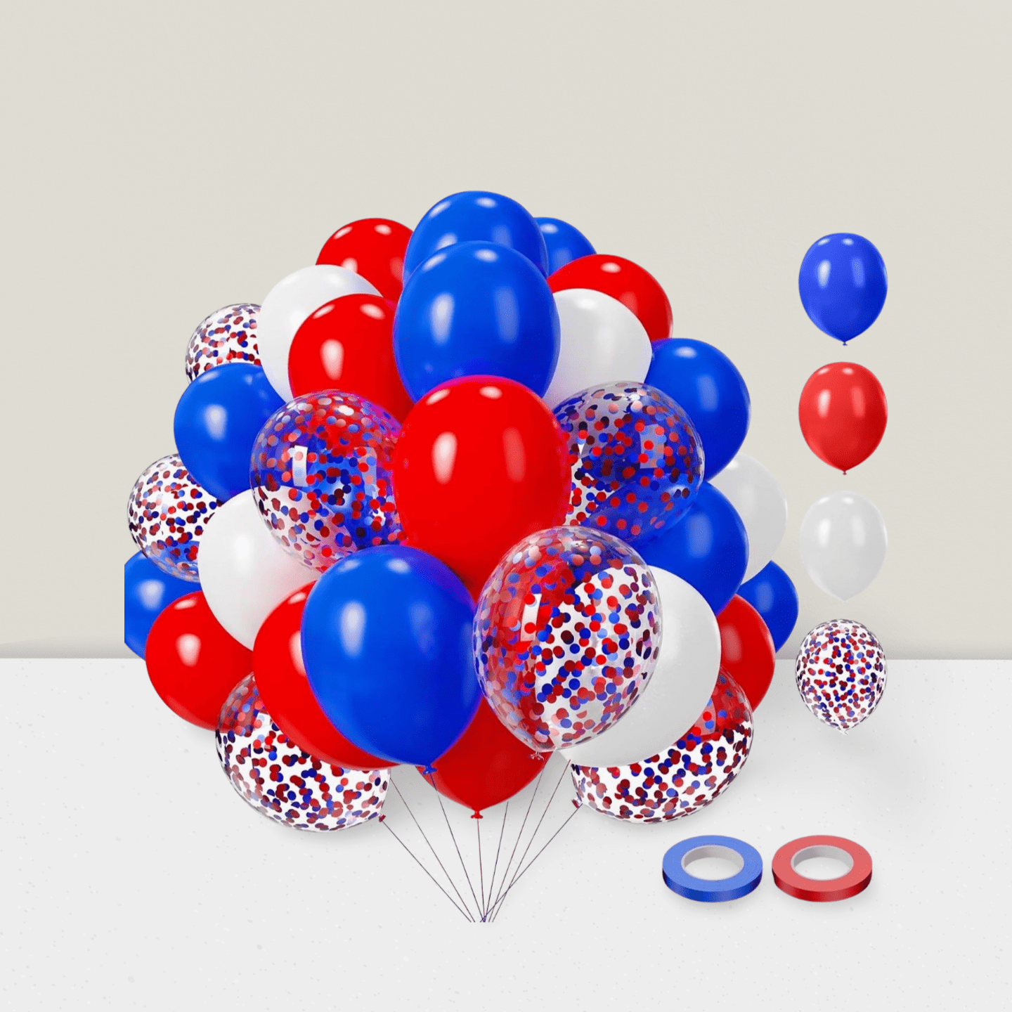 75pcs Red, White & Blue Latex Balloons (12" & 5") For 4th Of July Party Decorations
