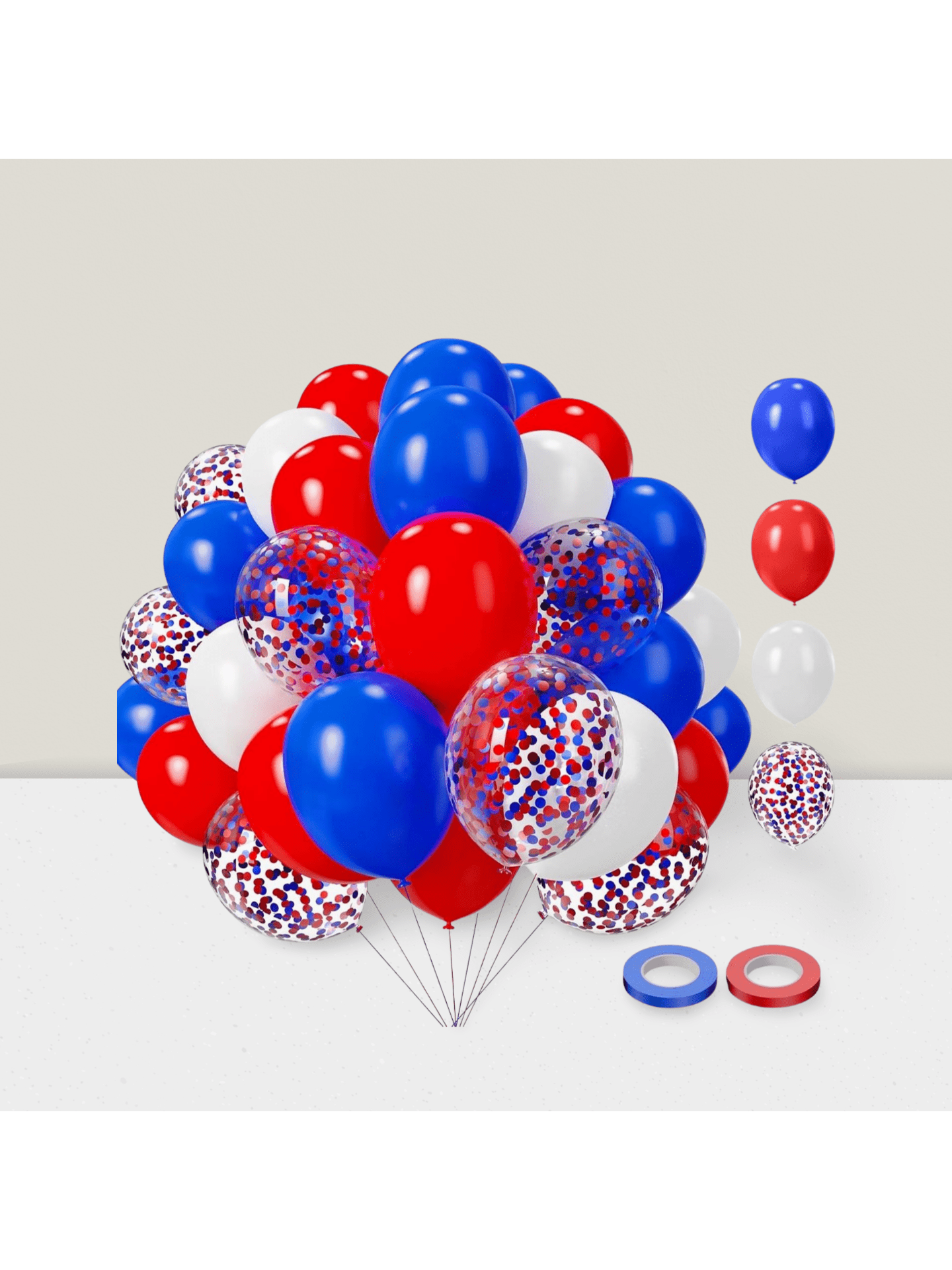 75pcs Red, White & Blue Latex Balloons (12" & 5") For 4th Of July Party Decorations