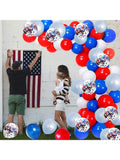 130pc Red White Blue Balloon Arch Kit W/ Confetti For 4th Of July & Patriotic Parties -