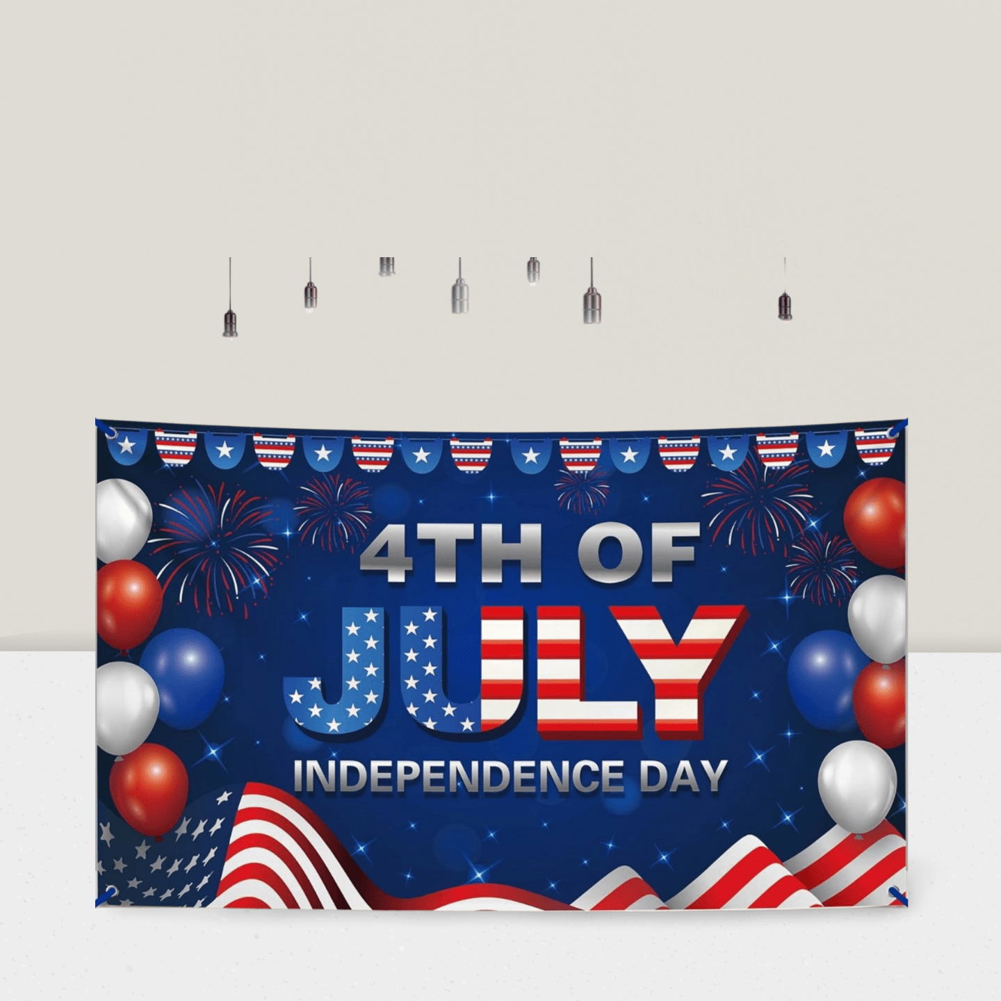 XL 4th of July Banner 72x44in Independence Day Party Backdrop