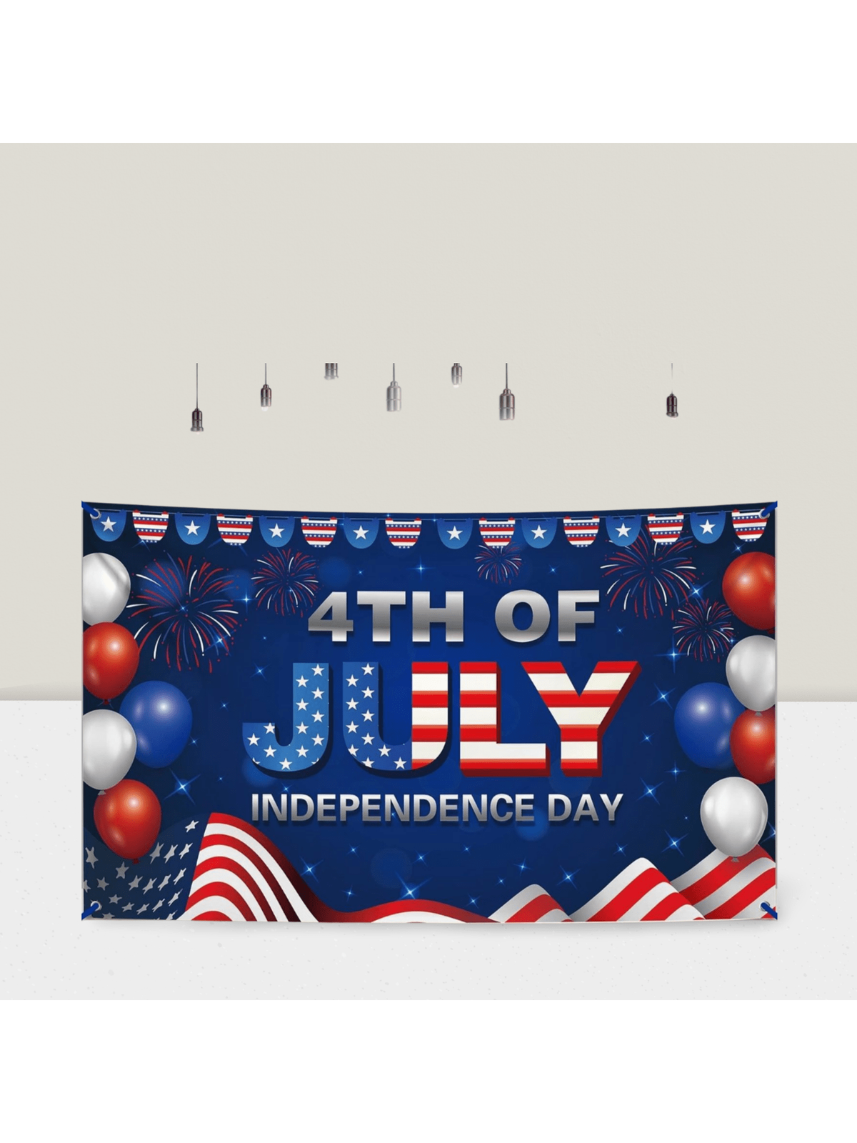 XL 4th of July Banner 72x44in Independence Day Party Backdrop