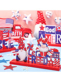 4pcs Patriotic Wooden Table Centerpieces Home of the Free God Bless America Decor