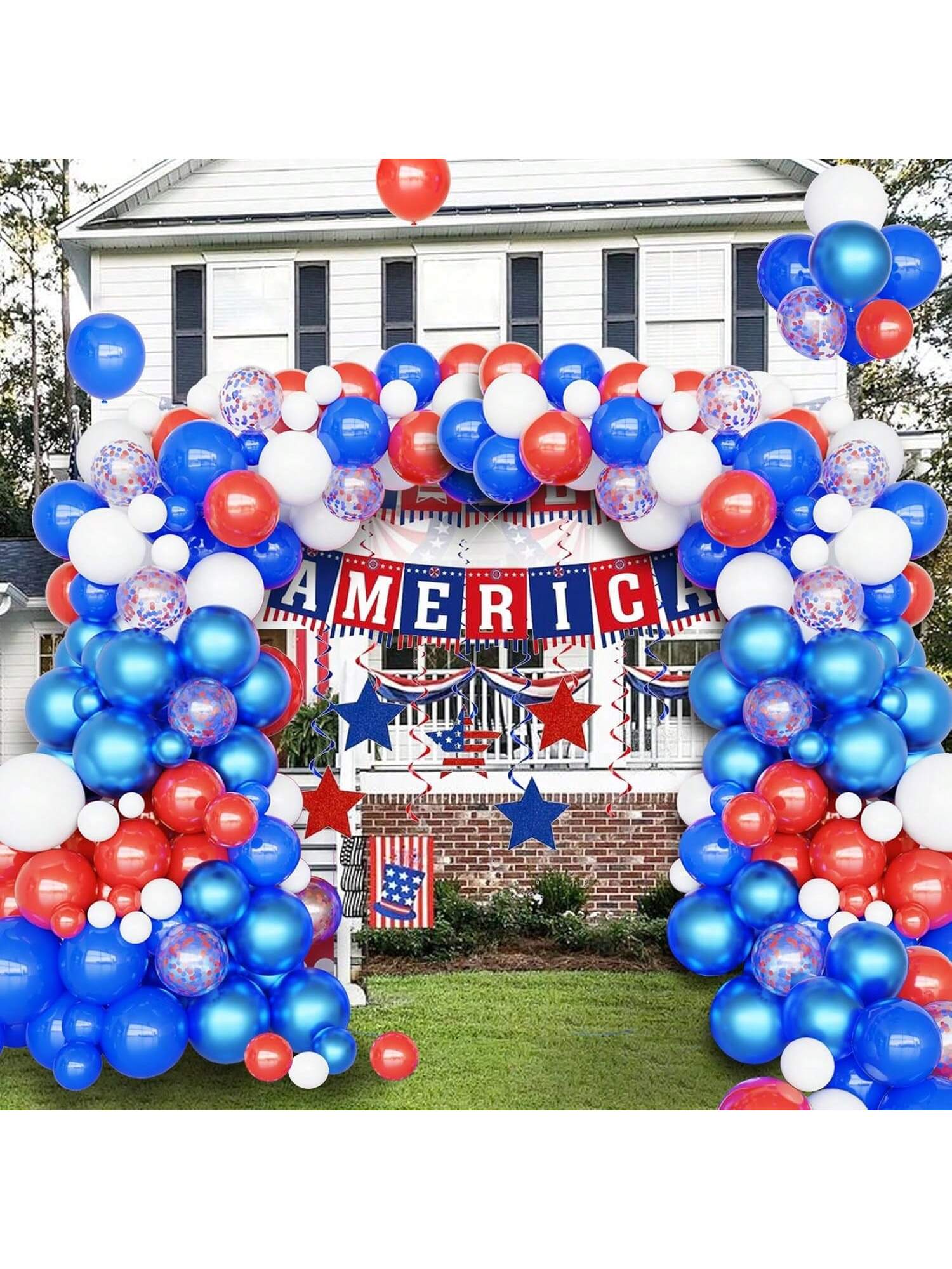 102pc Red, White & Blue Balloon Garland Arch Kit Confetti Balloons For 4th Of July