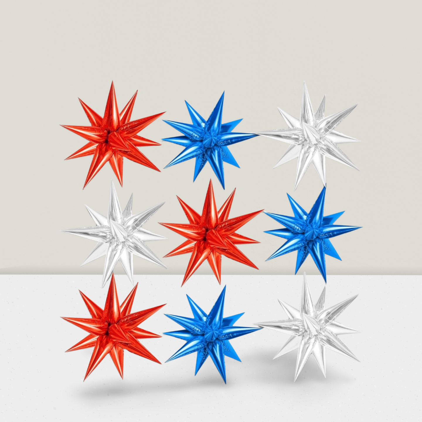 9 Pc 22 Inch Red White and Blue Foil Balloons for 4th of July Party Decor