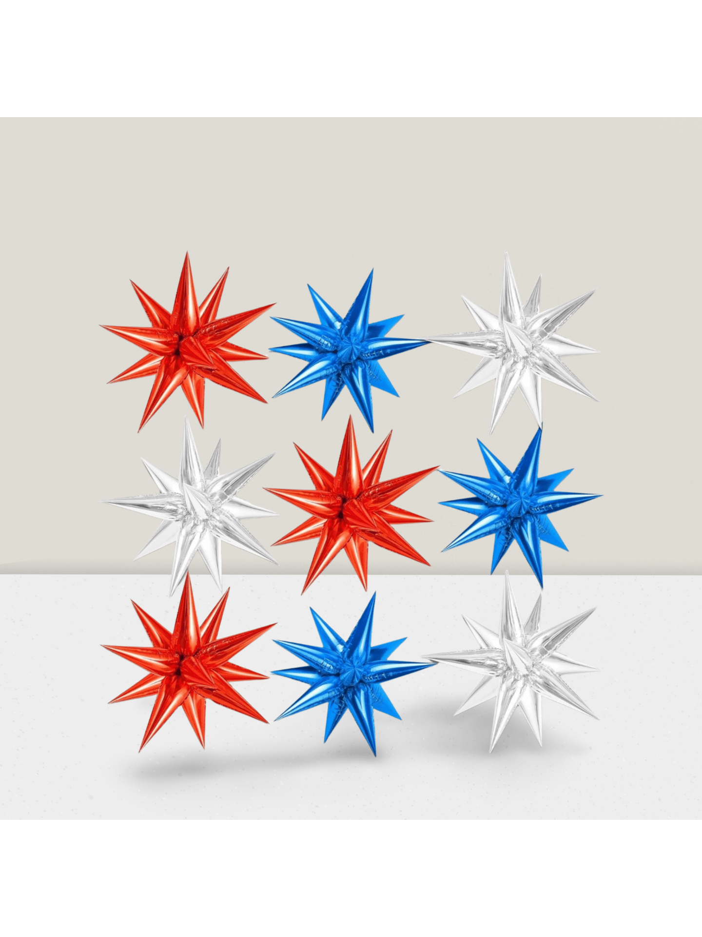 9 Pc 22 Inch Red White and Blue Foil Balloons for 4th of July Party Decor