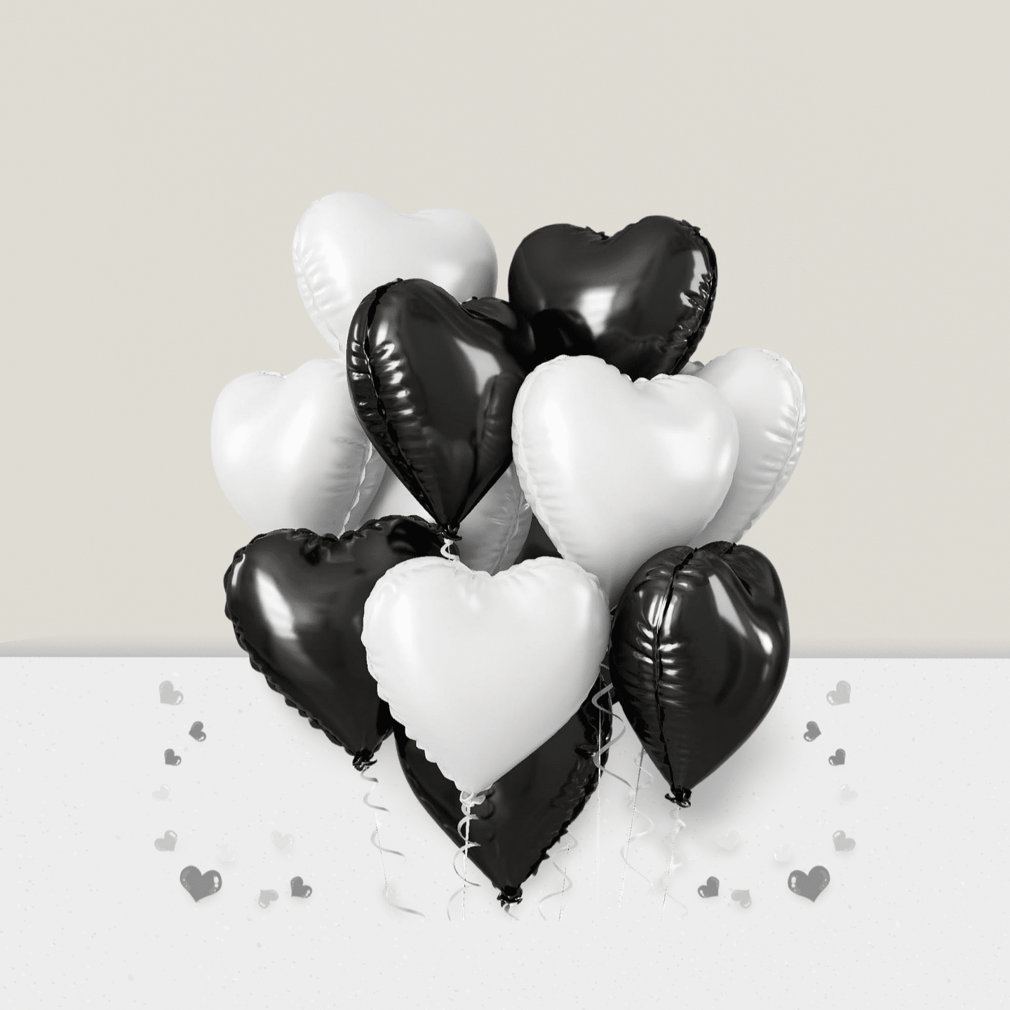 18-Inch Black & White Heart Mylar Balloons For Weddings, Birthdays & Engagements