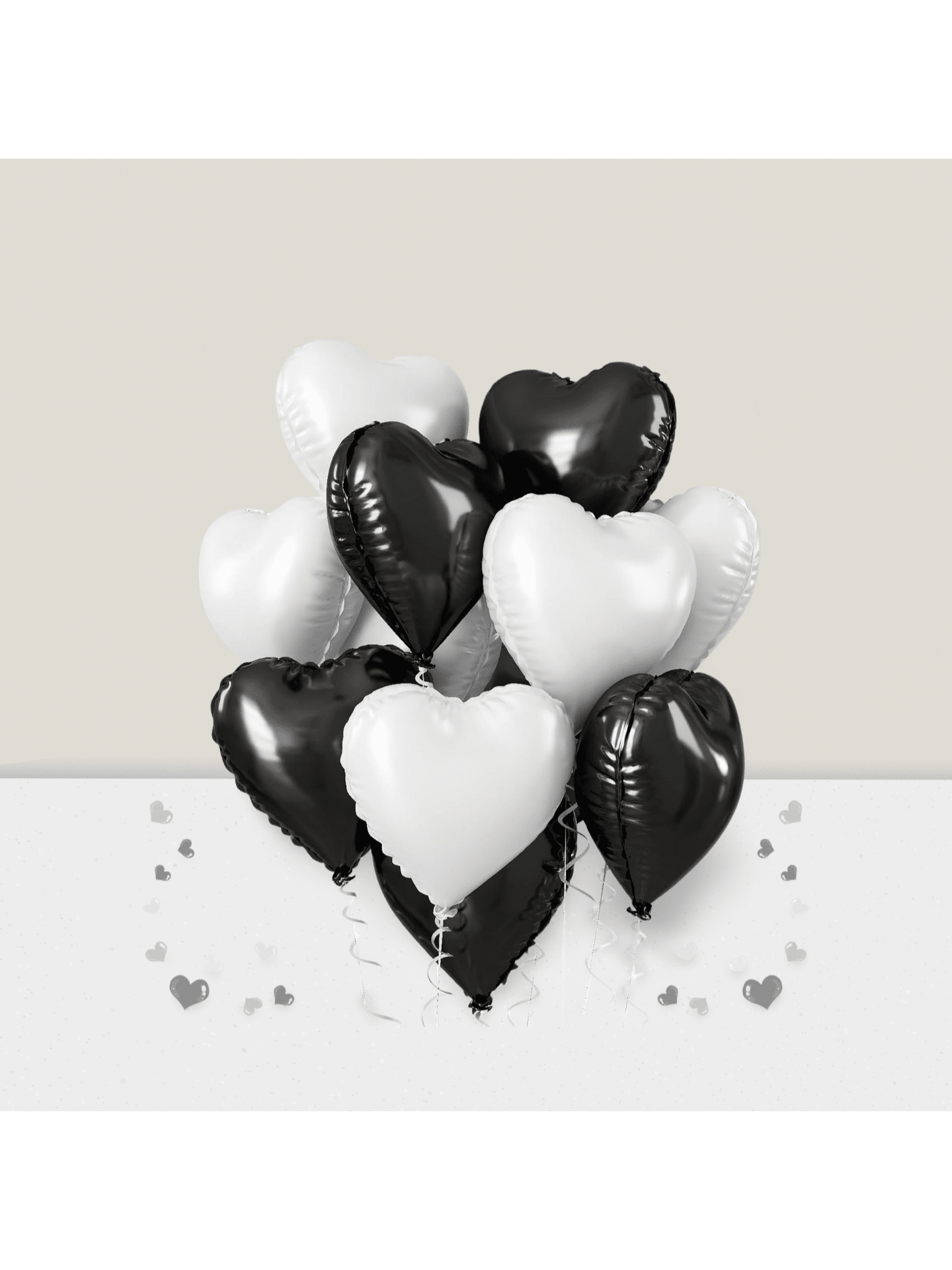 18-Inch Black & White Heart Mylar Balloons For Weddings, Birthdays & Engagements
