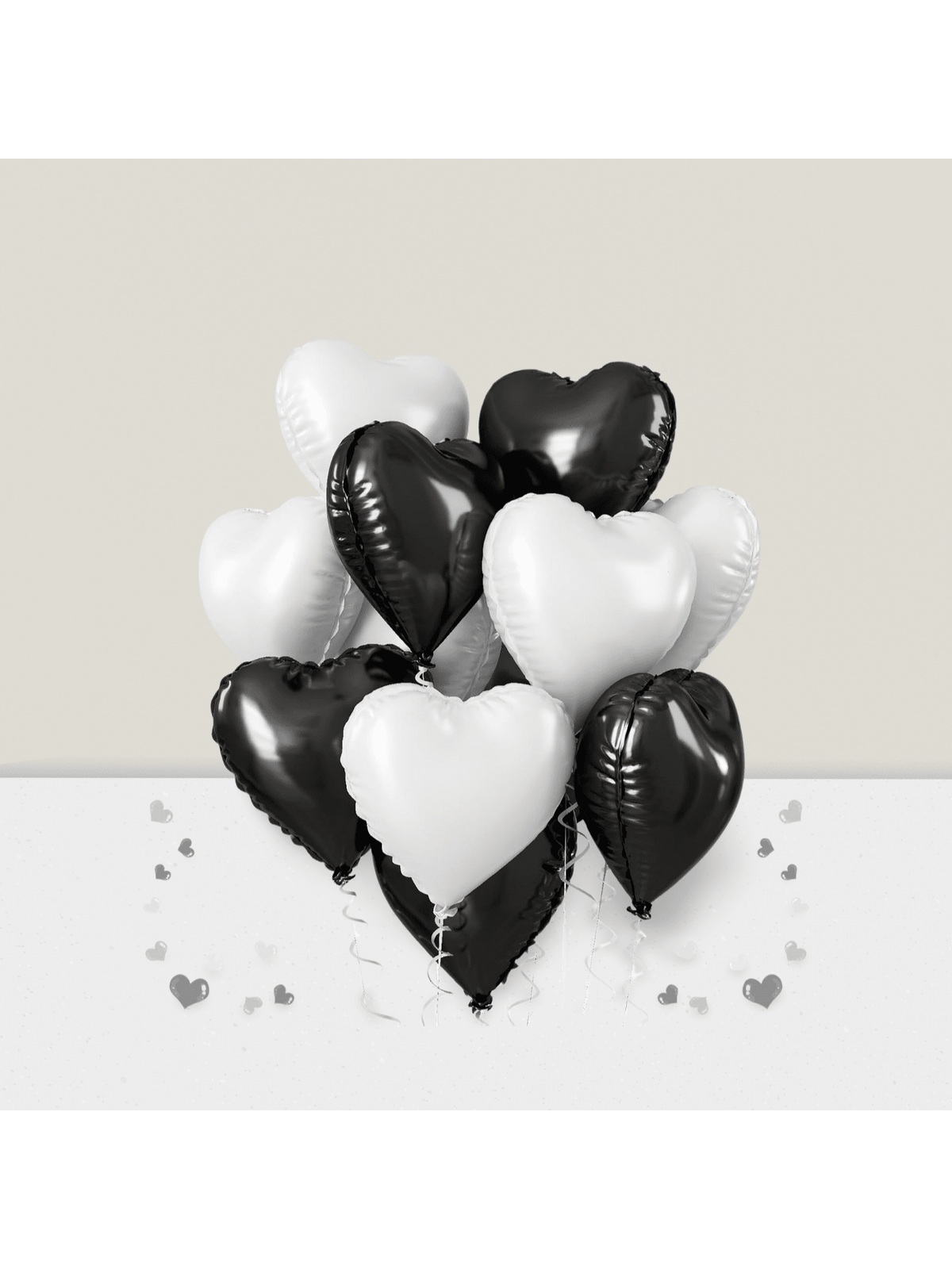 18-Inch Black & White Heart Mylar Balloons For Weddings, Birthdays & Engagements