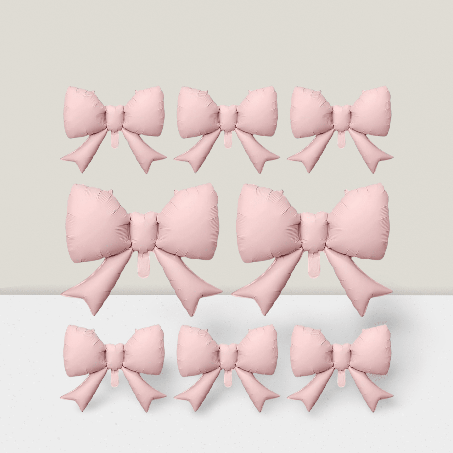 8-Pcs Pink Bow Balloons For Bow-Themed Showers & Birthday Parties