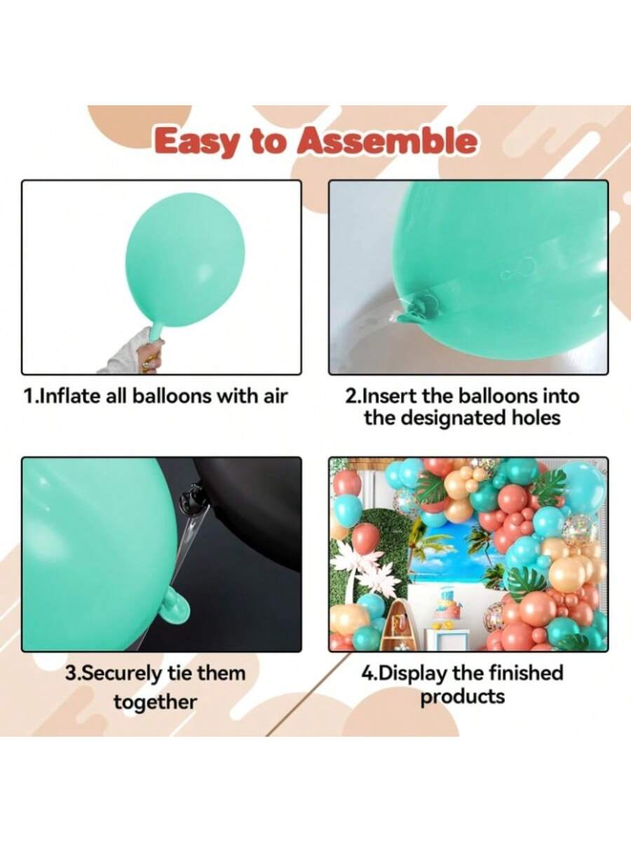 Aqua Blue & Coral Balloon Garland Kit Tropical Summer Party Decor