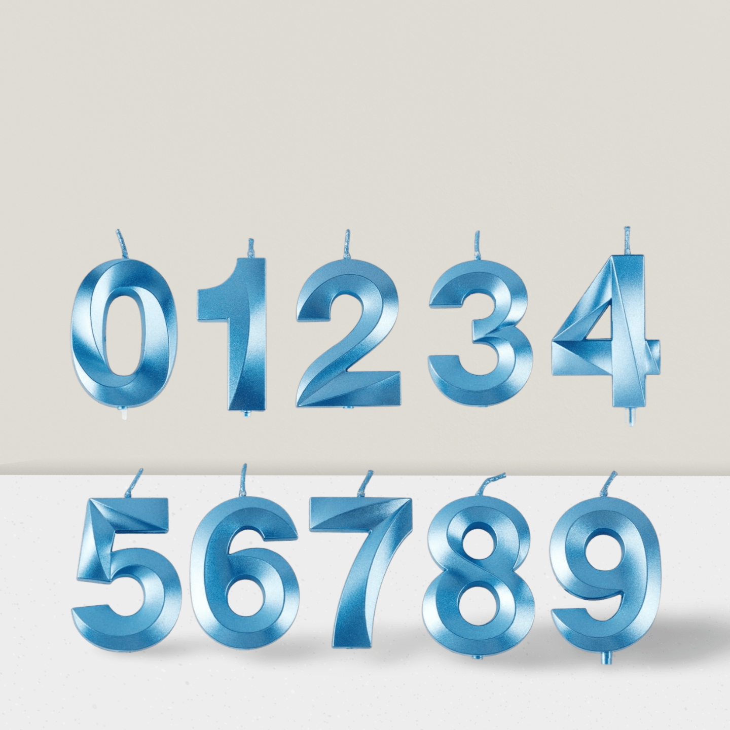 Blue Number Birthday Candles 0-9 for Cake Decorations at Parties