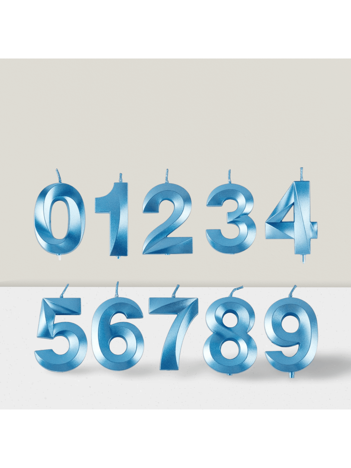 Blue Number Birthday Candles 0-9 for Cake Decorations at Parties