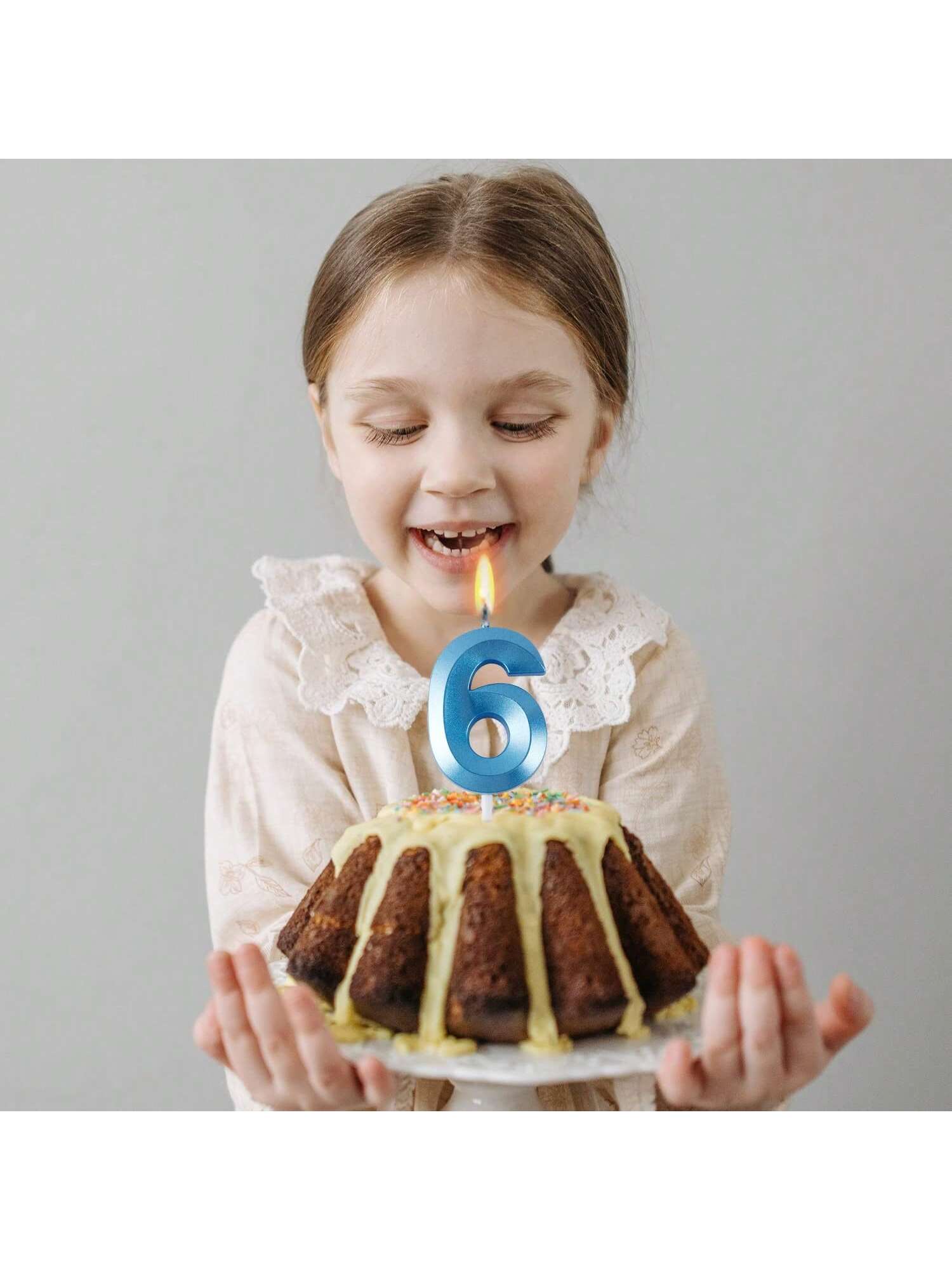 Blue Number Birthday Candles 0-9 for Cake Decorations at Parties