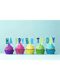 Happy Birthday Letter Candles In Blue & Green For Cake Decorations And Party Decor