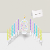 Number 6 Birthday Candle Set with 12 Spiral Candles, Macaron Glitter Theme