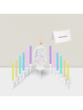 Number 6 Birthday Candle Set with 12 Spiral Candles, Macaron Glitter Theme
