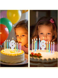 Number 6 Birthday Candle Set with 12 Spiral Candles, Macaron Glitter Theme