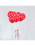 100 Red and White Polka Dot 12-Inch Balloons for Parties and Weddings