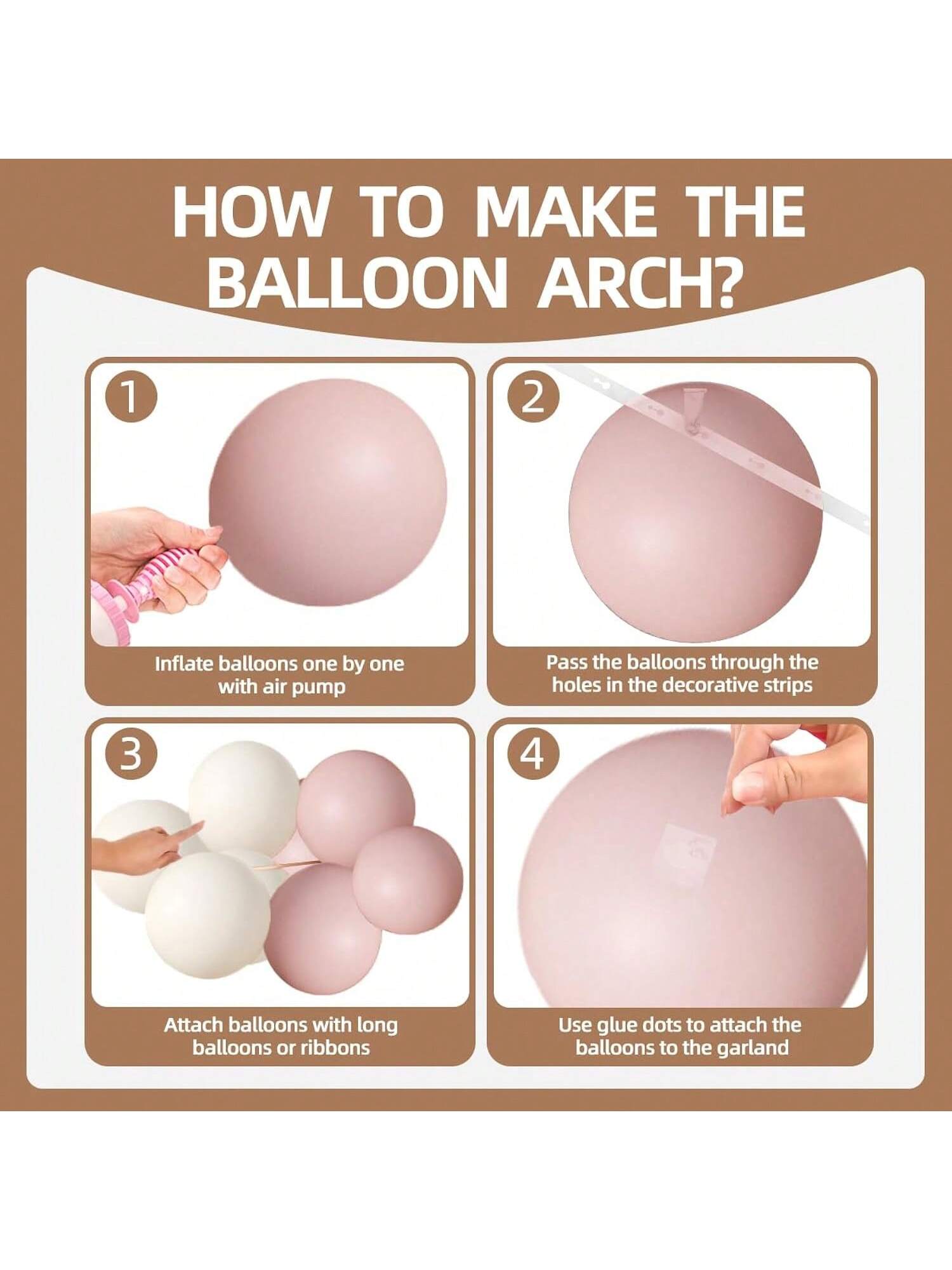 155 Pcs Pink, White & Gold Balloon Arch Kit For Birthday, Shower, Wedding Decor