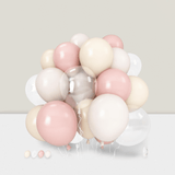 35 Pastel Pink & White Balloons For Shower, Bachelorette, Or Birthday Decor